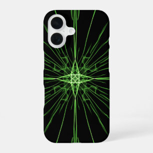Abstracte Neon Green Black Symmetrie iPhone 16 Hoesje