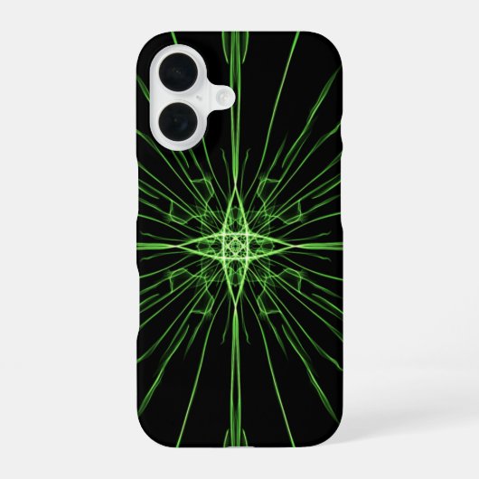 Abstracte Neon Green Black Symmetrie iPhone 16 Hoesje (Achterkant)