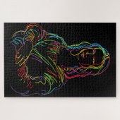 Abstracte Neon Mona Lisa Lijnkunst Legpuzzel (Horizontaal)