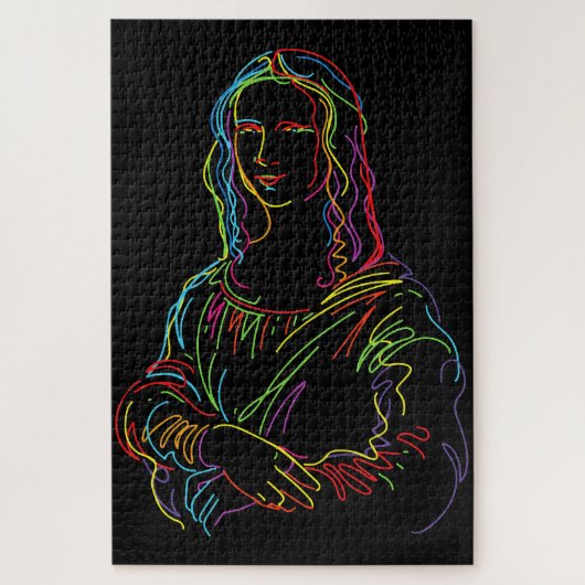 Abstracte Neon Mona Lisa Lijnkunst Legpuzzel (Verticaal)