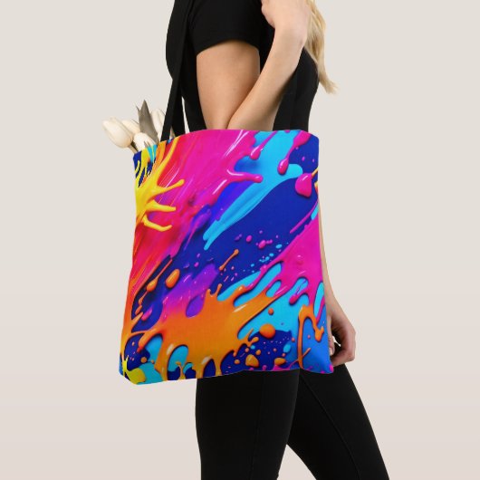 Abstracte Neon Paint Drip Design Draagtas (Dichtbij)