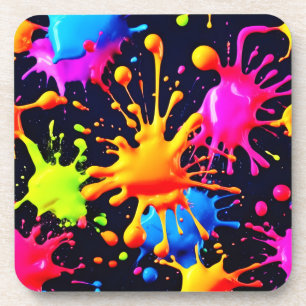 Abstracte Neon Paint Splash-illustraties Bier Onderzetter