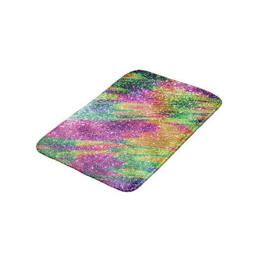 Abstracte Neon Rainbow Sparkly Glitter Badmat (Gekanteld)