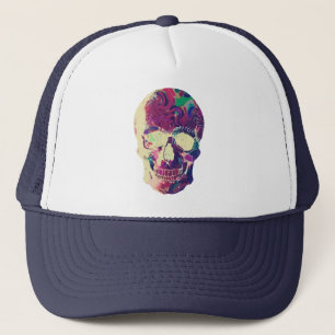 Abstracte Neon Schedel: Bruisende Chaos Trucker Pet