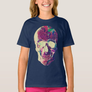 Abstracte Neon Schedel: Levendig Chaos T-shirt