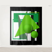 Abstracte neongroene geometrische vormgeving cirke wandkleed (Voorkant)