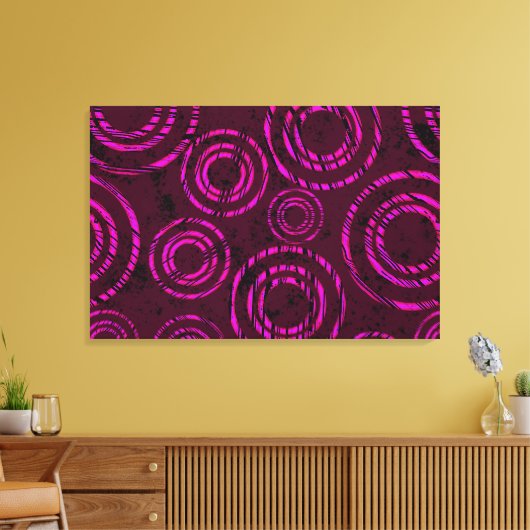 Abstracte neonroze cirkels door de tijd heen canvas afdruk (Insitu (Woonkamer))