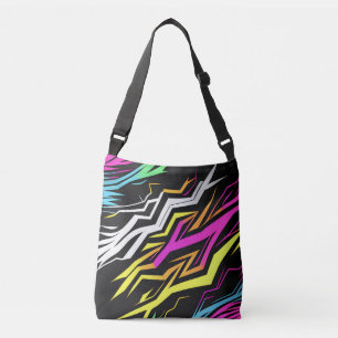 Abstracte neonstrepen crossbody tas