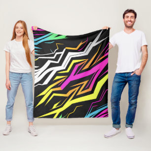 Abstracte neonstrepen fleece deken
