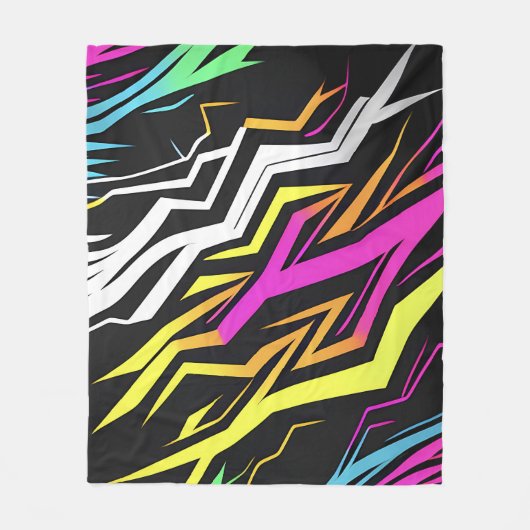 Abstracte neonstrepen fleece deken (Voorkant)