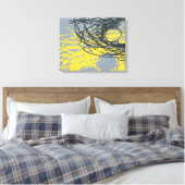 Abstracte nesten in grijs en geel canvas afdruk (Insitu (Slaapkamer))