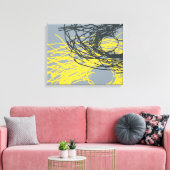 Abstracte nesten in grijs en geel canvas afdruk (Insitu (Woonkamer))