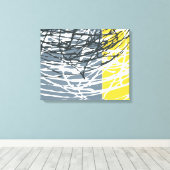 Abstracte nesten in grijs en geel canvas afdruk (Insitu (Houten vloer))
