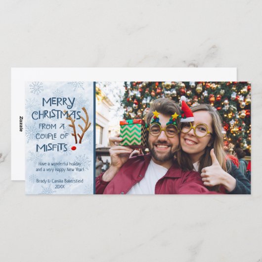 Abstracte neushoorn met rode neus, Van de misfits Feestdagenkaart (Voorkant / Achterkant)