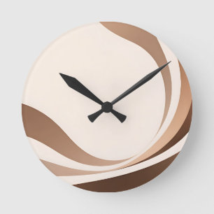 Abstracte Neutrale Golven Boho Aardtinten Ronde Klok