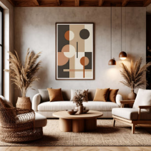 Abstracte neutrale tonen uit het midden van de eeu canvas afdruk