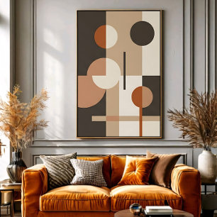 Abstracte neutrale tonen uit het midden van de eeu poster