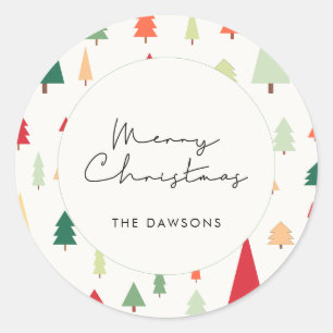 Abstracte Noordse kerstbomen Ronde Sticker