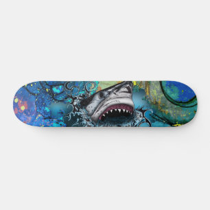 Abstracte Oceaan Haai Marmer Kunst Spetters Skateboard