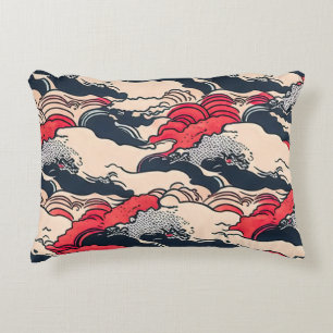 Abstracte oceaangolven Japanse stijlkunst Accent Kussen