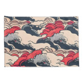 Abstracte oceaangolven Japanse stijlkunst | Kussensloop (Achterkant-Rechts)