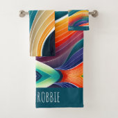 Abstracte oceaangolven regenboogpatroon bad handdoek (Insitu)