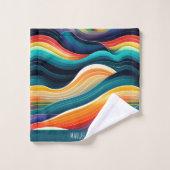 Abstracte oceaangolven regenboogpatroon bad handdoek (Wasdoekje)