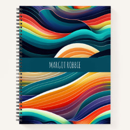 Abstracte oceaangolven regenboogpatroon notitieboek