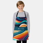 Abstracte oceaangolven regenboogpatroon schort (Gedragen)