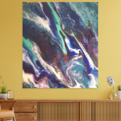 Abstracte oceaankleuren in een gemarmerde canvasaf canvas afdruk (Insitu (Woonkamer))