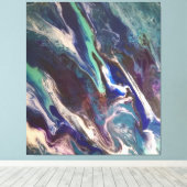 Abstracte oceaankleuren in een gemarmerde canvasaf canvas afdruk (Insitu (Houten vloer))