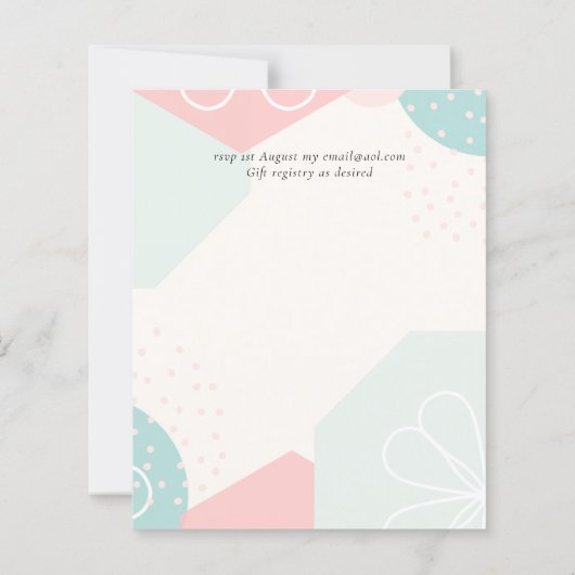 Abstracte oceaankoraal huwelijksuitnodiging BUDGET (Achterkant)