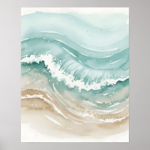 Abstracte Oceaanstroom Badkamer Muurkunst Poster