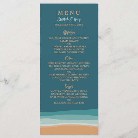 Abstracte Ocean Beach bruiloft Menu (Voorkant)