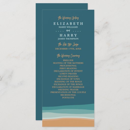 Abstracte Ocean Beach bruiloft Programma (Voorkant / Achterkant)