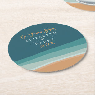 Abstracte Ocean Beach bruiloft Ronde Kartonnen Onderzetter