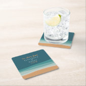 Abstracte Ocean Beach bruiloft Vierkante Kartonnen Onderzetter (Insitu)