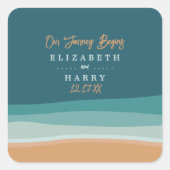 Abstracte Ocean Beach bruiloft Vierkante Sticker (Voorkant)