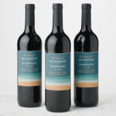 Abstracte Ocean Beach bruiloft Wijn Etiket (Flessen)