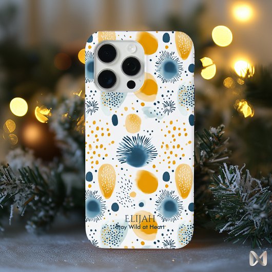 Abstracte Ocean Bloom - Navy en Mosterd Zee Case-Mate iPhone Case