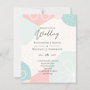 Abstracte Ocean Coral Wedding Invite BUDGET
