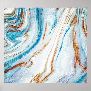 Abstracte Ocean Luxury Marble Swirls Poster
