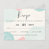 Abstracte Ocean Mint Koraal Bruiloft RSVP Briefkaart (Voorkant)