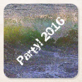 Abstracte Ocean Wave Vierkante Kartonnen Onderzetter (Voorkant)