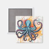 Abstracte Octopus Kleurrijk Magneet (Voorkant / Achterkant)