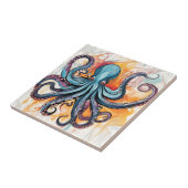 Abstracte Octopus Kleurrijk Tegeltje (Zijkant)