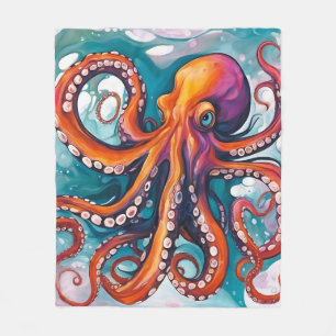 Abstracte octopus met vloeistofkunst fleece deken