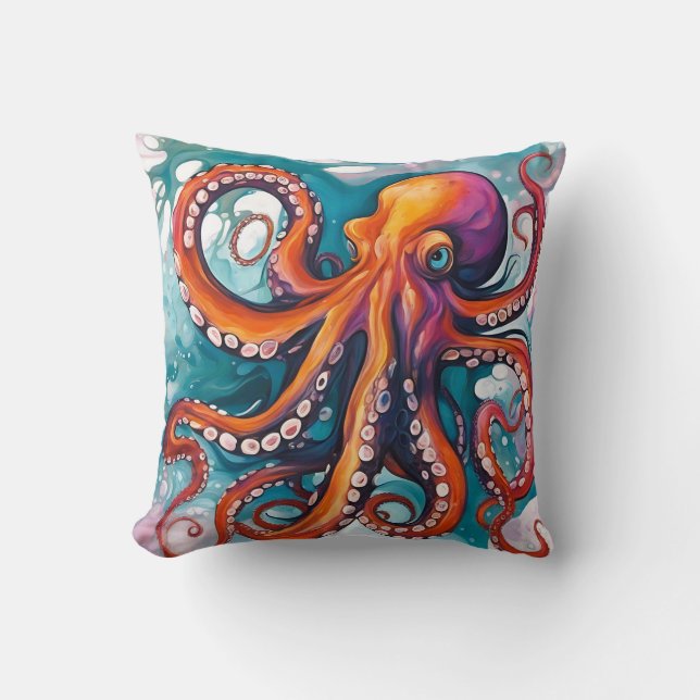 Abstracte octopus met vloeistofkunst kussen (Voorkant)