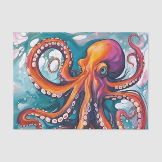 Abstracte octopus met vloeistofkunst tissuepapier (Voorkant)