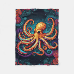 ABSTRACTE OCTOPUSDEKEN FLEECE DEKEN